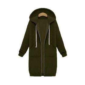 Zipper Front Pocket Drawstring Hoodie