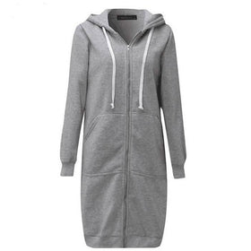 Zipper Front Pocket Drawstring Hoodie