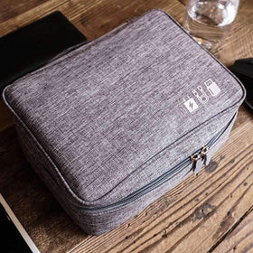 Zippered Cable Compartment Bag for Electronics Storage