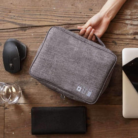 Zippered Cable Compartment Bag for Electronics Storage