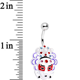 Aqua and Red Gem Performing Artisan Mask Belly Ring