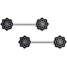14G 5/8 Symmetric Black Lotus Flower Nipple Babell Set
