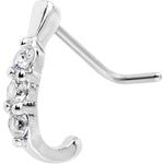 20G Clear CZ Gem Faux Hoop L Shaped Nose Ring