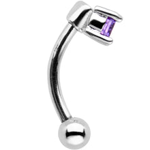 5/16 Purple CZ Gem Fashionista Curved Eyebrow Rook Earring