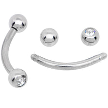 16G 5/16 CZ Gem Internally Threaded Curved Eyebrow Ring Pack Set of 8